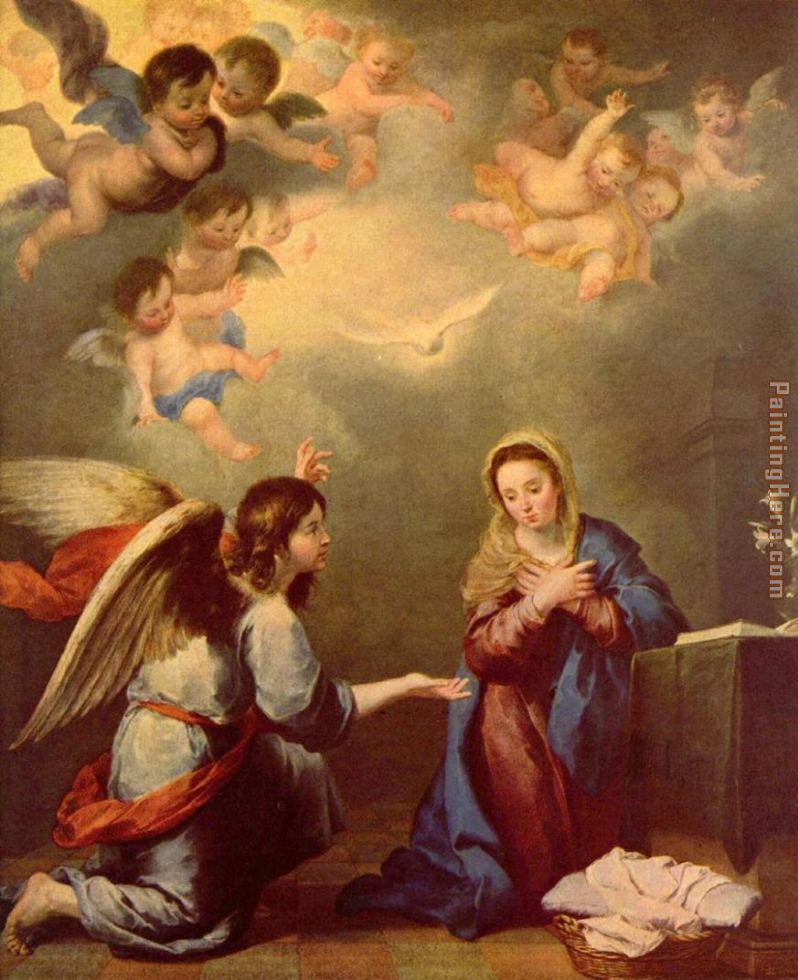 Annunciation painting - Bartolome Esteban Murillo Annunciation art painting
